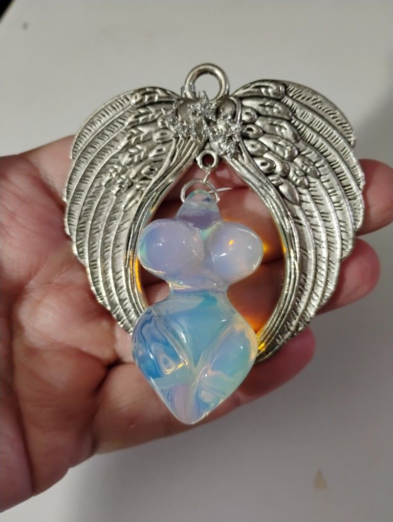Winged Opalite Goddess Ornament