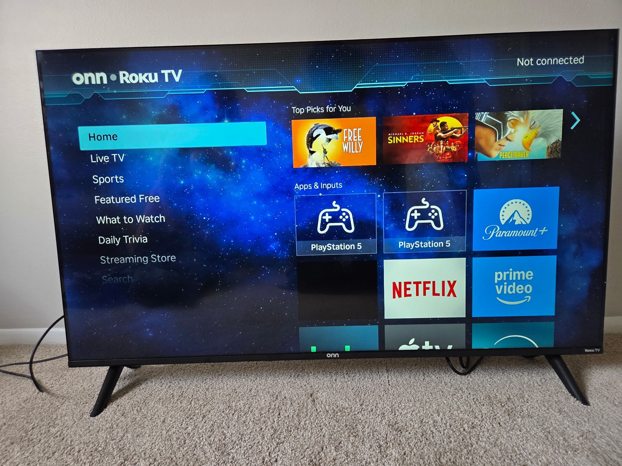 50 Inch ONN Flat Screen Smart TV W/Remote