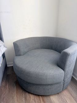 Gray  Round Swivel Accent Spinning Chair