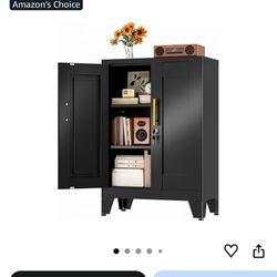 Locking Metal Storage Cabinet with Adjustable Shelves