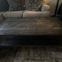 Dark Wood Coffee Table with Shelf