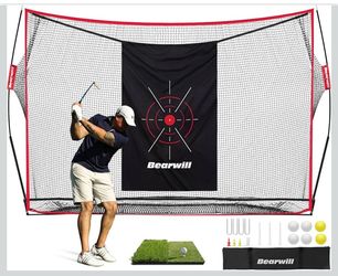Bearwill 10 x 7FT Golf Practice Net Hitting Chipping Driving Training Set w/ Mat