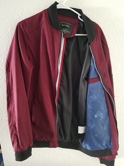 H. T. I Niao burgundy bomber jacket