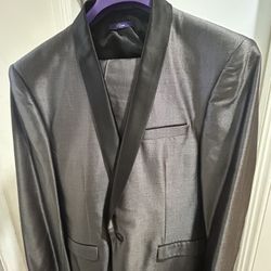 3 Piece Suit. Silver/grey With Black Trim