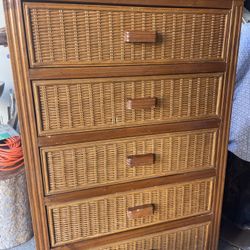 Wooden Wicker Dresser Bureau - Ralph Lauren Style 