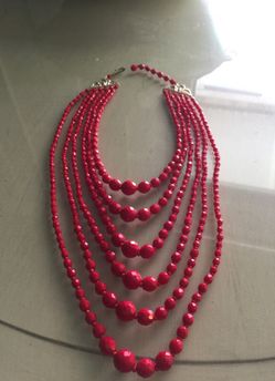 Vintage red glass 6 tier necklace