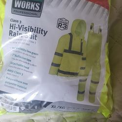 Class 3 Hi-visibility Rain Coat W/hood