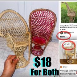$10 each or $18 For Both Peacock Boho Chais plant 🪴 stand Beautiful vintage items