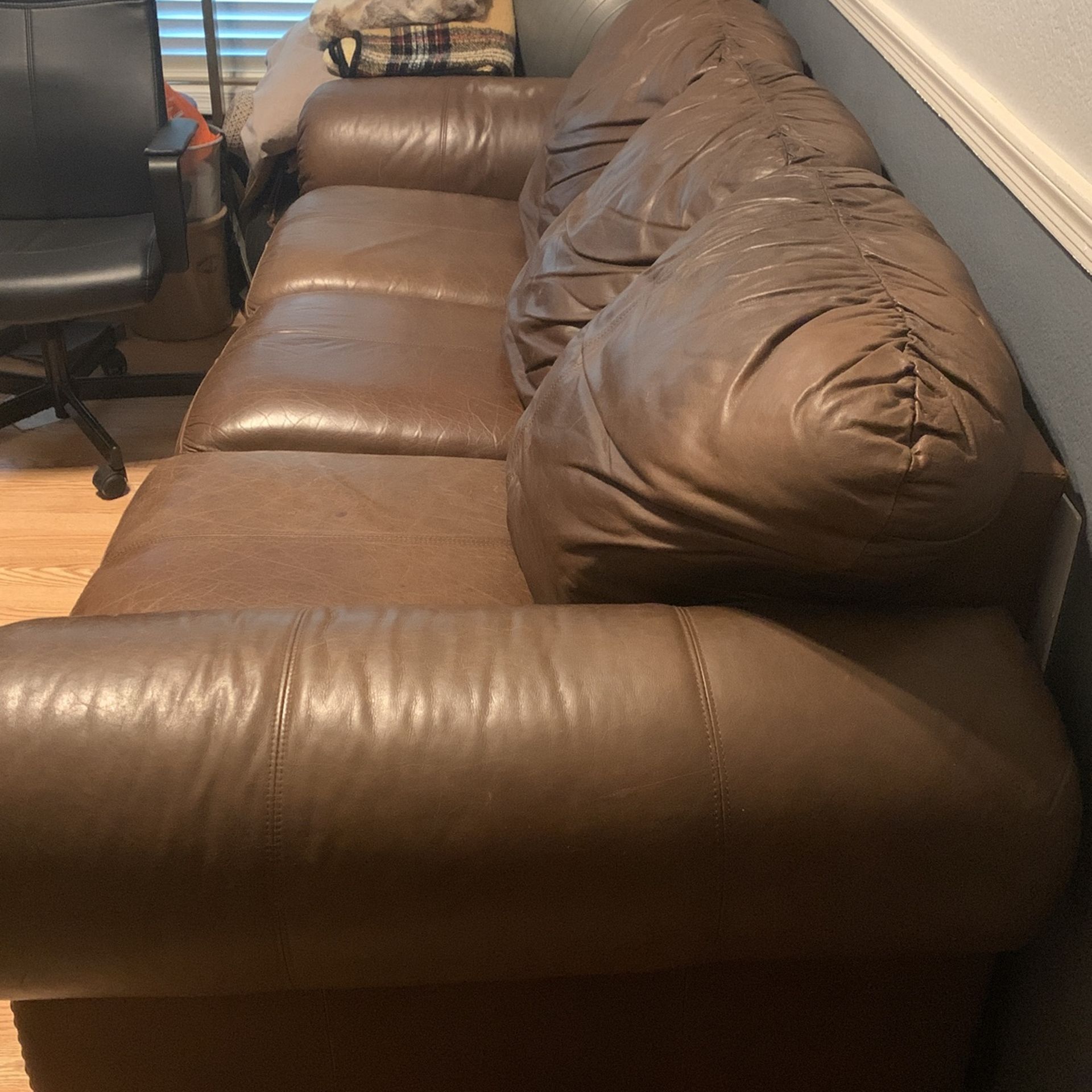 Real Leather 3 Cushions Couch