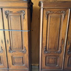Matching Pair English Wardrobe Cabinets