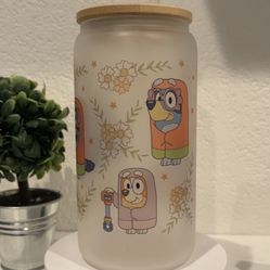 Bluey Frosted Glass Cup