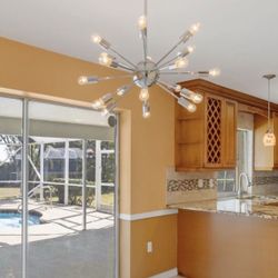 Sputnik Chandelier with Lights Bulbs 