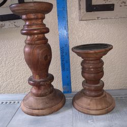Vintage Wood Turned Candlesticks