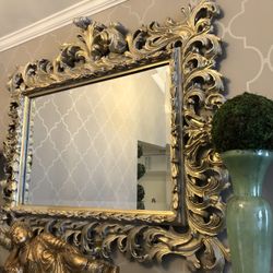 Very Gorgeous Antique  Wood  Mirror 