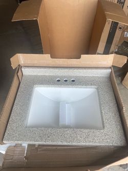 Glacier Bay Delridge 25 in. Single Sink Chocolate Freestanding Bath Vanity with Caramel Cultured Marble Top (Assembled)