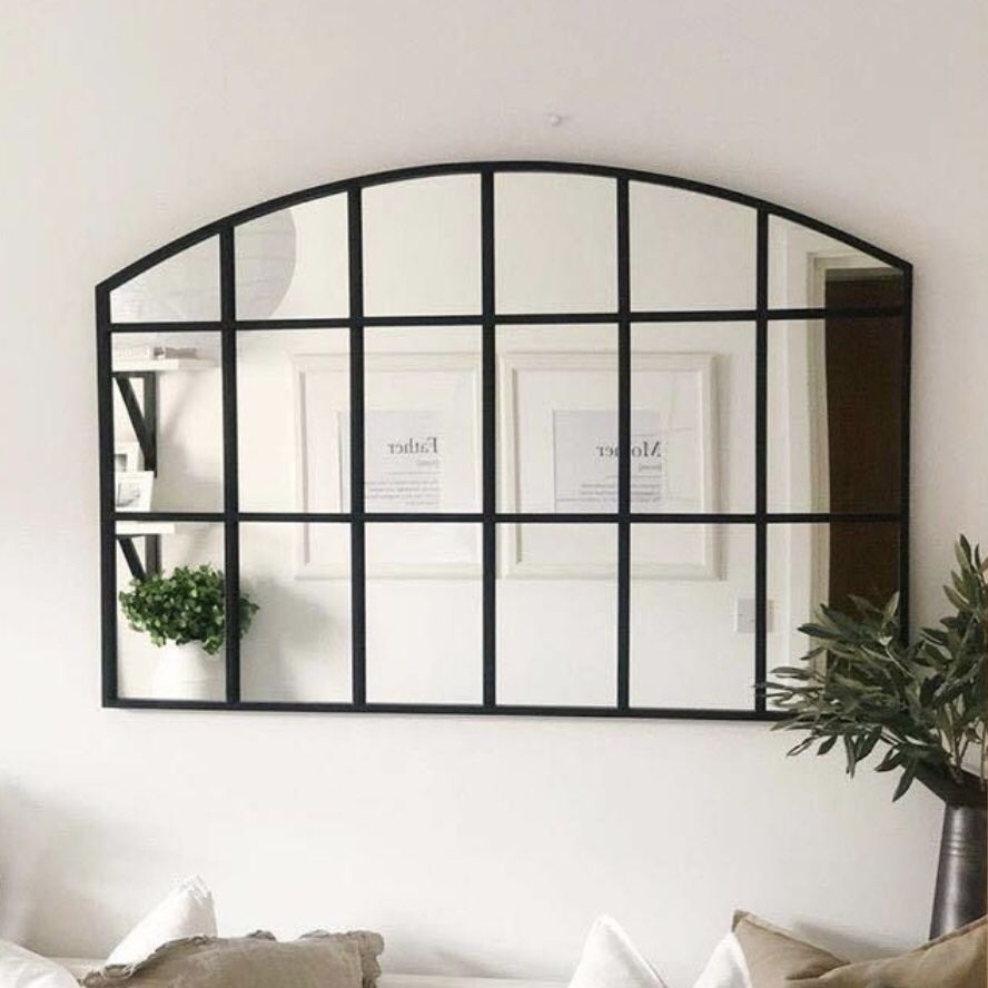 New In Box 43x28 Inch Tall Wall Decor Mirror Black Metal Frame With MDF Backboard Window Style Decoration