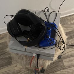 Playstation 4 With Two Controllers And Headset For Sale