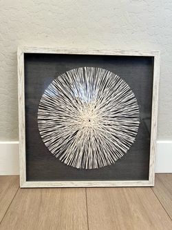 20x20 Glass White Washed Wood Framed Boho Wall Art
