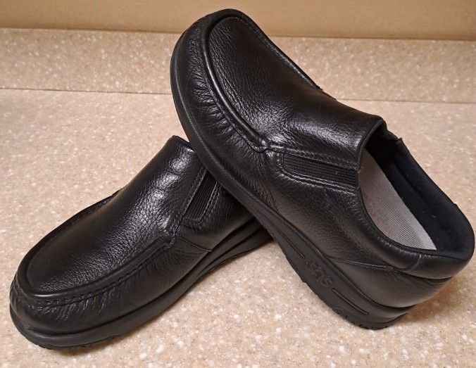 SAS Black Men's Leather Slip On Shoes, Size 7