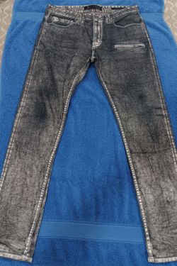 Men's Guess blue acid-wash slim fit denim Jean's 5 pocket lay-out zip pocket on hip