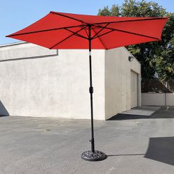 New $60 Patio Set (10ft Umbrella and Base Stand) Tilt Crank, Outdoor Garden Market, Beige or Red color 
