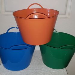Blue/Green/Orange Plastic Tub/Bucket with Handles