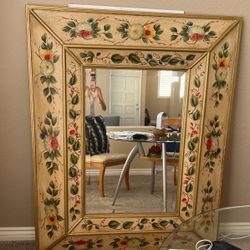 Beautiful Vintage Hand Painted Large Mirror 