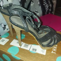 Black & Silver Heels, Size 8.5 - $10 dlls