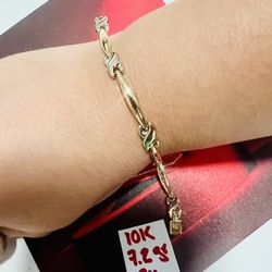 10K Yellow Gold Bracelet For Wedding 7.2Gr 7 Inches Long 