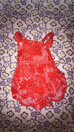 Baby Girl Red Bandana Print Romper