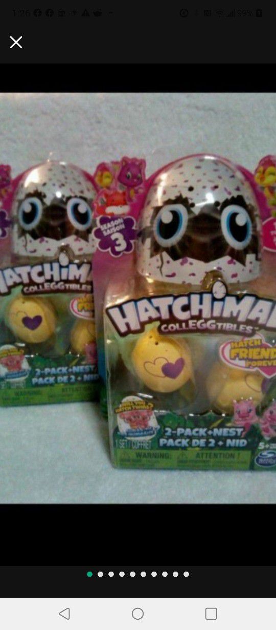 2 Brand New Sets Of Hatchimals Colleggtables 2 Pack Nest Season 3..smoke Free Home 