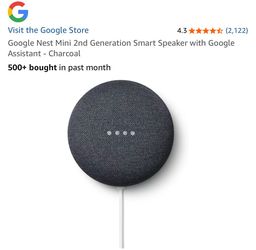 Google Nest Mini 2nd Generation Smart Speaker with Google Assistant - Charcoal