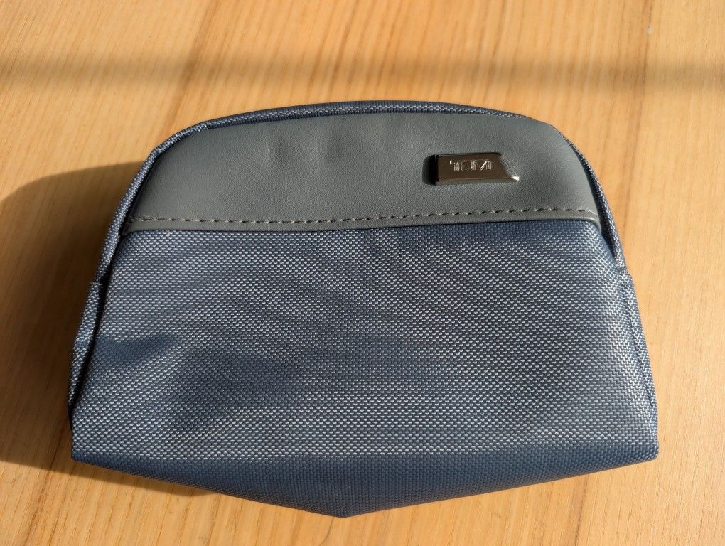 TUMI & Delta Gray and Blue Travel Pouch