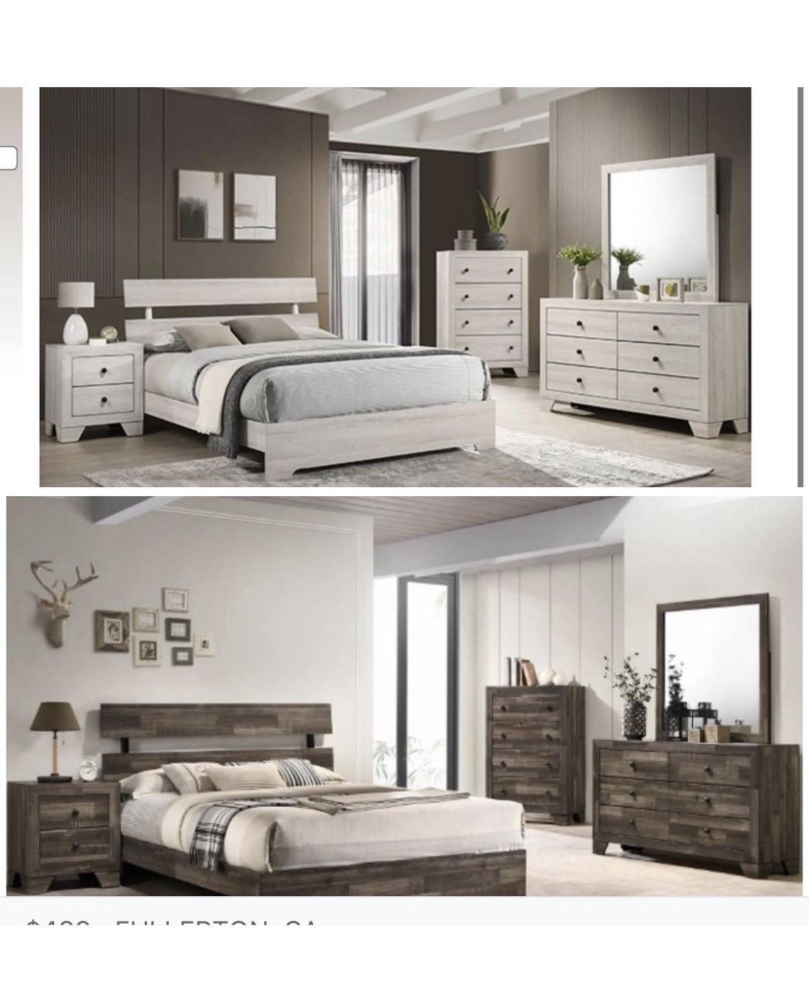 4- Pc Bedroom set Dresser,Mirror Nightstand (1) Queen size bed frame Not including Mattress and Box Sp