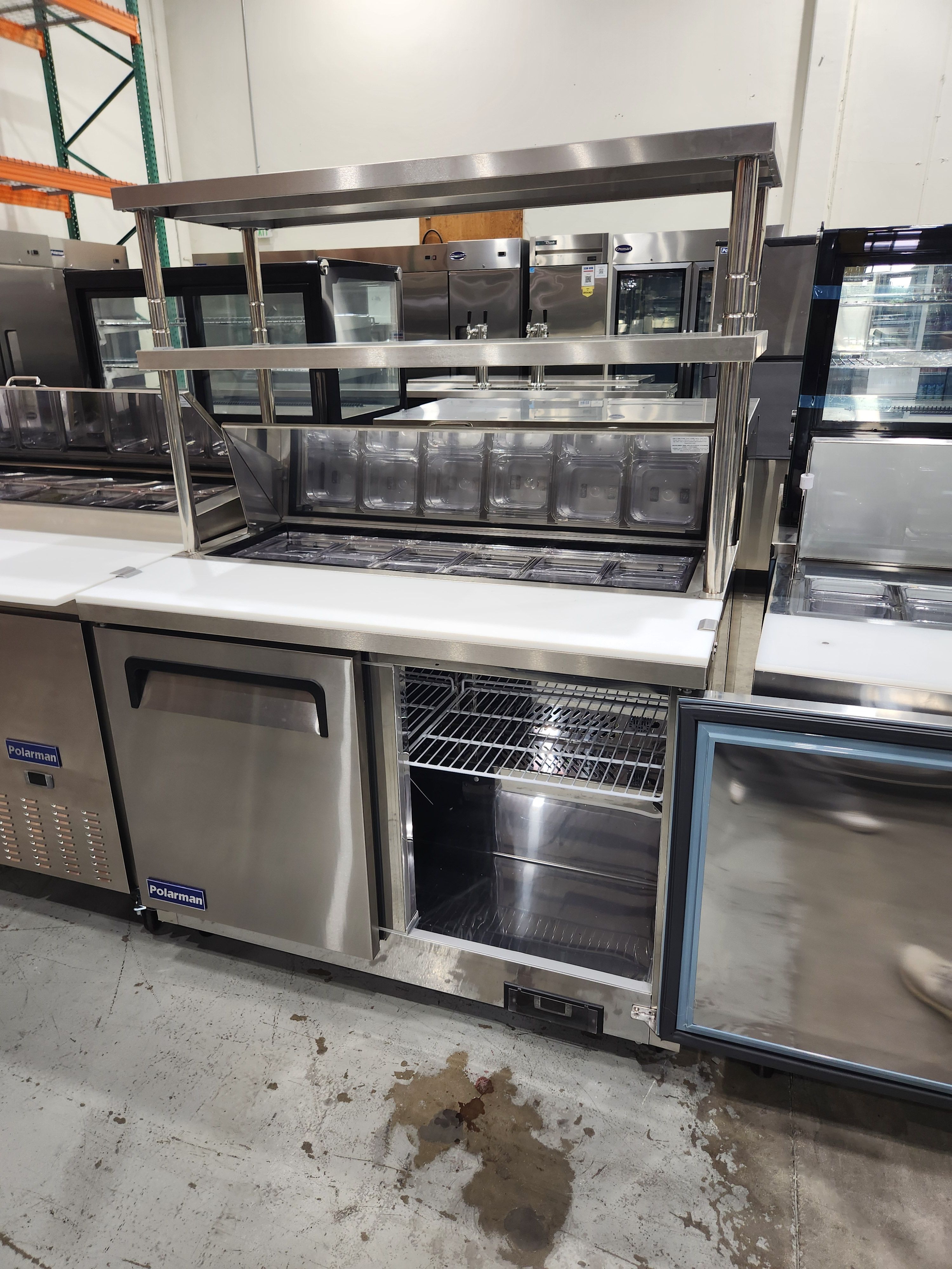 48 1/4" Sandwich Salad Prep Table Refrigerator – Polarman PLM-S48S Stainless Steel, 2 Solid Doors