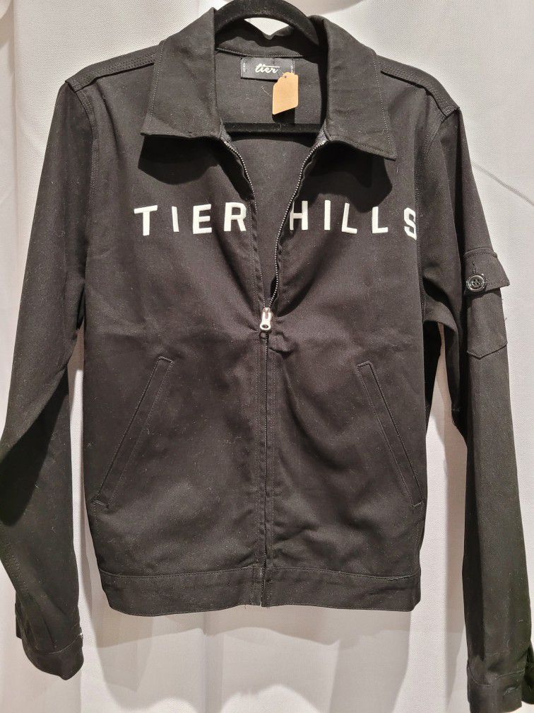 Black Cotton Denim 'Tier Hills' Jacket By Tier, Size XS 
