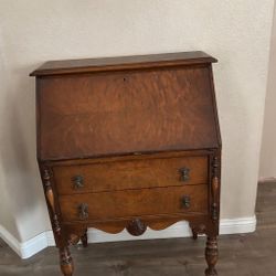 Antique Walnut Drop Front Secretary Desk