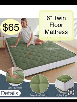 6” Twin Size Extra Thick Japanese Futon Floor Mattress Foldable Twin Mattress Twin Size Diamond Pattern Pad, Japanese Tatami for Adults, Roll Up Guest