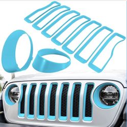 Front Grille Mesh Inserts & Headlight Cover for Jeep Wrangler JL JLU Sport & Sport S Only 2018-2023 Exterior Accessories Clip-in Grille Guard Cover He