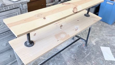 Industrial Wood and Pipe Shelf Unit