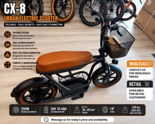 CX-8 Urban Electric Scooter | Foldable · Dual Baskets · Easy Daily Commuting