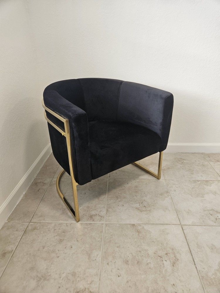 Black Velvet with Metallic Gold Trim Gatsby Chair
