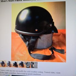 Men's Matte Finish Motorcycle Half Helmet  With Ear Muffs