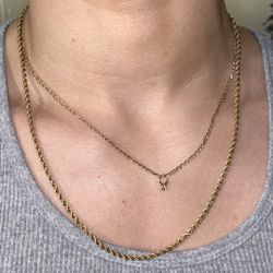 14k 15g Solid Gold Rope Chain Lobster Clasp 