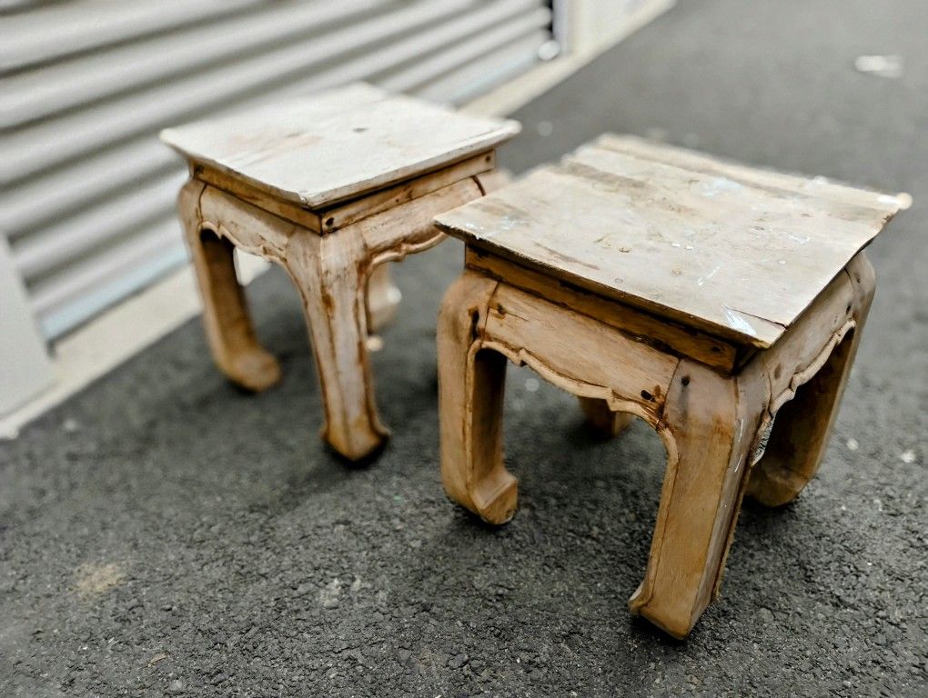 Solid Teak End Tables Or Stools