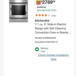 Kitchen Aid 7.1 Cu Ft Electric Range