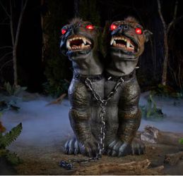 GIANT 3.5 FT LED Vicious Hell Hound Double Headed Dog Halloween Animatronic - NEW In Box