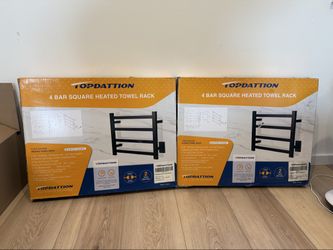 TOPDATTION 4-Bar Square Heated Towel Racks – Pair