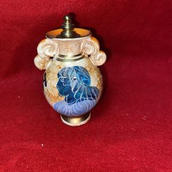 Vintage Handmade 3.5 Inch Orange Oil/Perfume Ceramic Vase Imported From Greece (Read Description) 