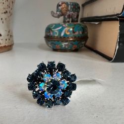 Women's Blue Jeweled Adjustable Ring 